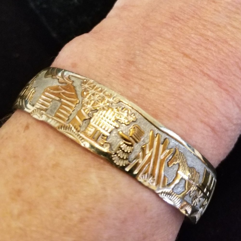 Navajo Sterling w/Polished Brass Cuff - signed